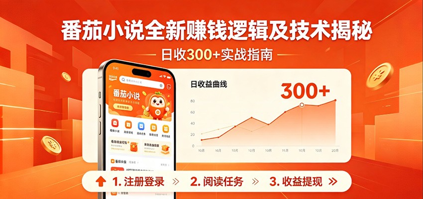 番茄小说全新赚钱逻辑及技术日收300+，小白新书皆可做！无脑赚就行了！-空域资源网