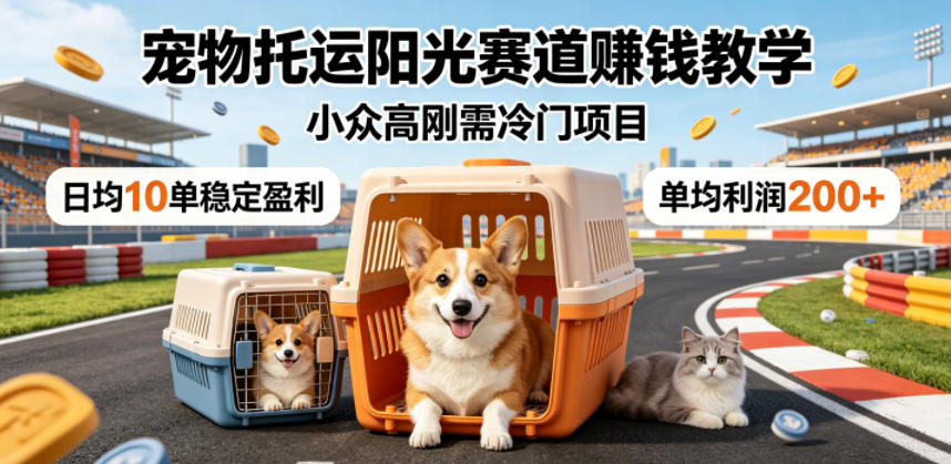 宠物托运阳光赛道賺钱教学，小众高刚需冷门项目，日均10单稳定盈利，单均利润200+-空域资源网