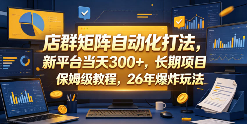 店群矩阵自动化打法，新平台当天300+，长期项目，保姆级教程，26年爆炸玩法【揭秘】-空域资源网