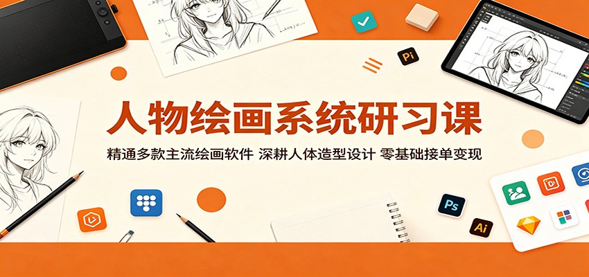人物绘画系统研习课：精通多款主流绘画软件，深耕人体造型设计，零基础接单变现-空域资源网