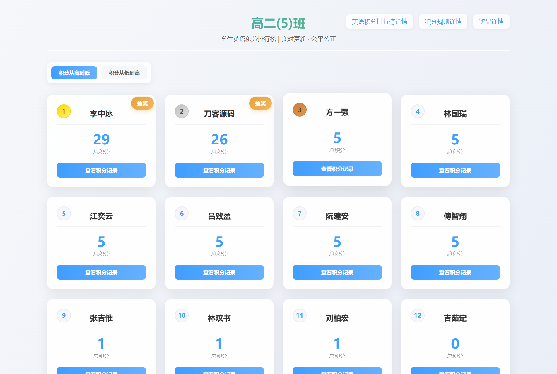 班级学生平时表现记录 积分抽奖系统源码 全开源-空域资源网