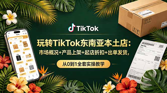 玩转TikTok东南亚本土店：市场概况+产品上架+起店折扣+出单发货，从0到1全套实操教学-空域资源网