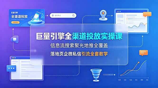 巨量引擎全渠道投放实操课，信息流搜索聚光地推全覆盖，落地页企微私信引流全套教学-空域资源网