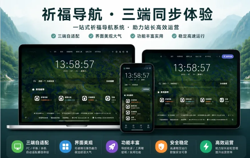 祈福导航系统V1.7 后台重构优化支持前台虚拟在线统计一键获取站点和友联信息 修复bug-空域资源网