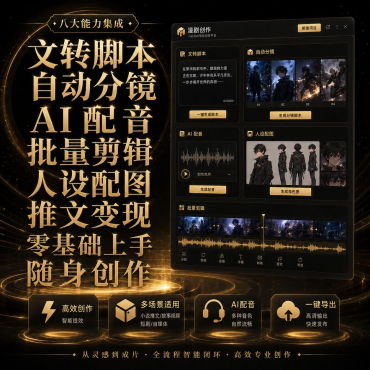 云豆AI漫剧创作工具小说写作AI生图三合一自动分镜配音副业软件-空域资源网