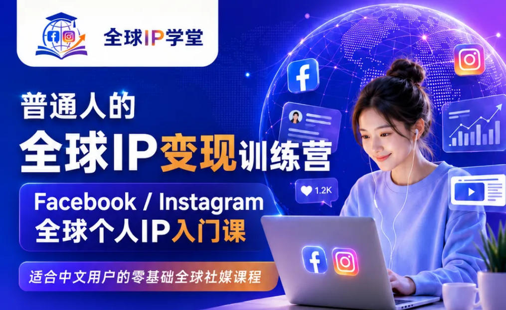 普通人的全球IP变现训练营，Facebook/Instagram全球个人IP入门课，零基础全球社媒课程-空域资源网