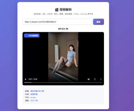 全网视频解析去水印免费API接口-空域资源网
