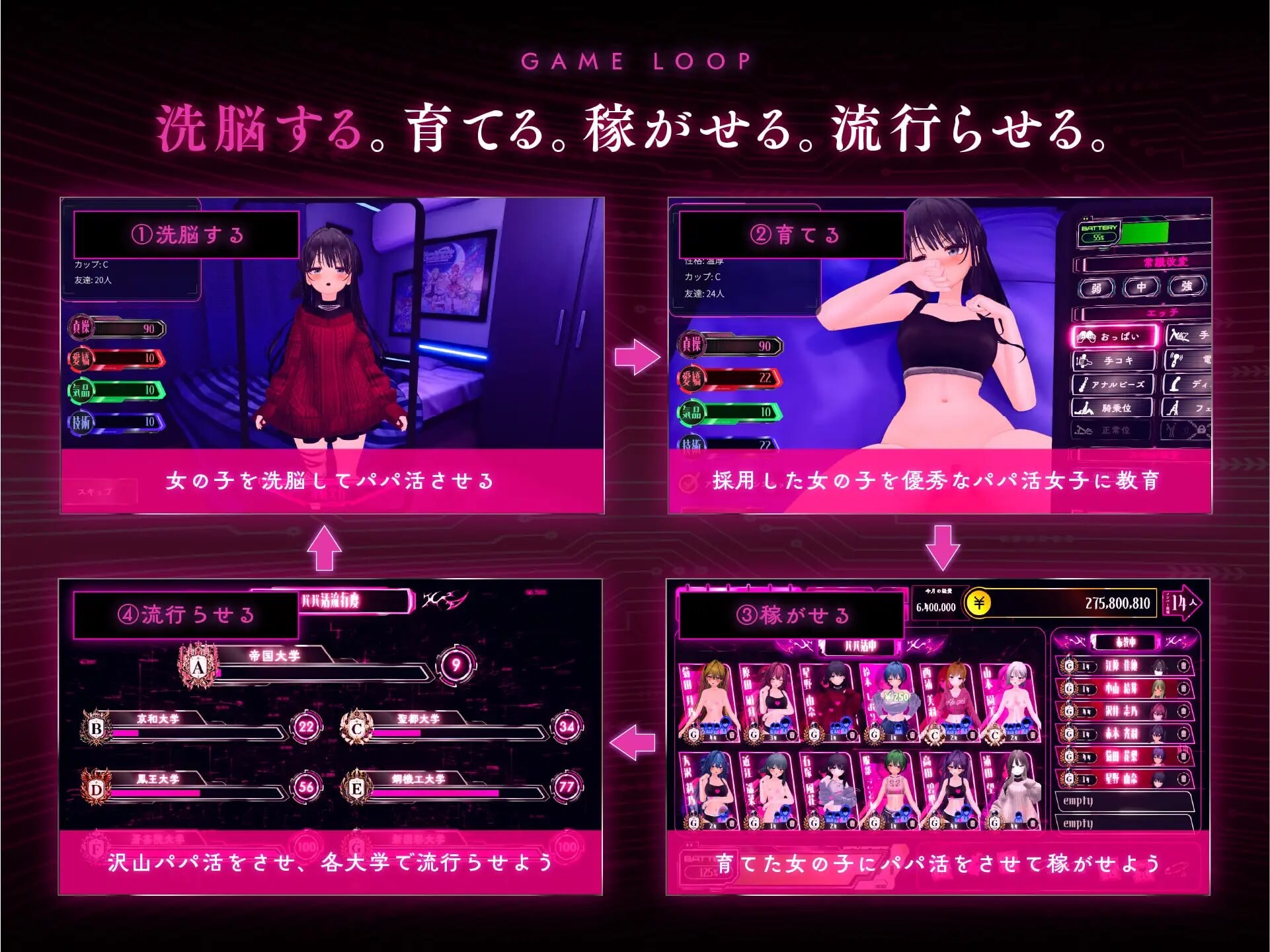 图片[2]-更新[互动SLG/3D作品/动态] 爸爸活大流行-女子大学生碧池化计划- パパ活パンデミクス – 女子大生ビッチ化計画 – v1.11 生肉版+存档 [850M]